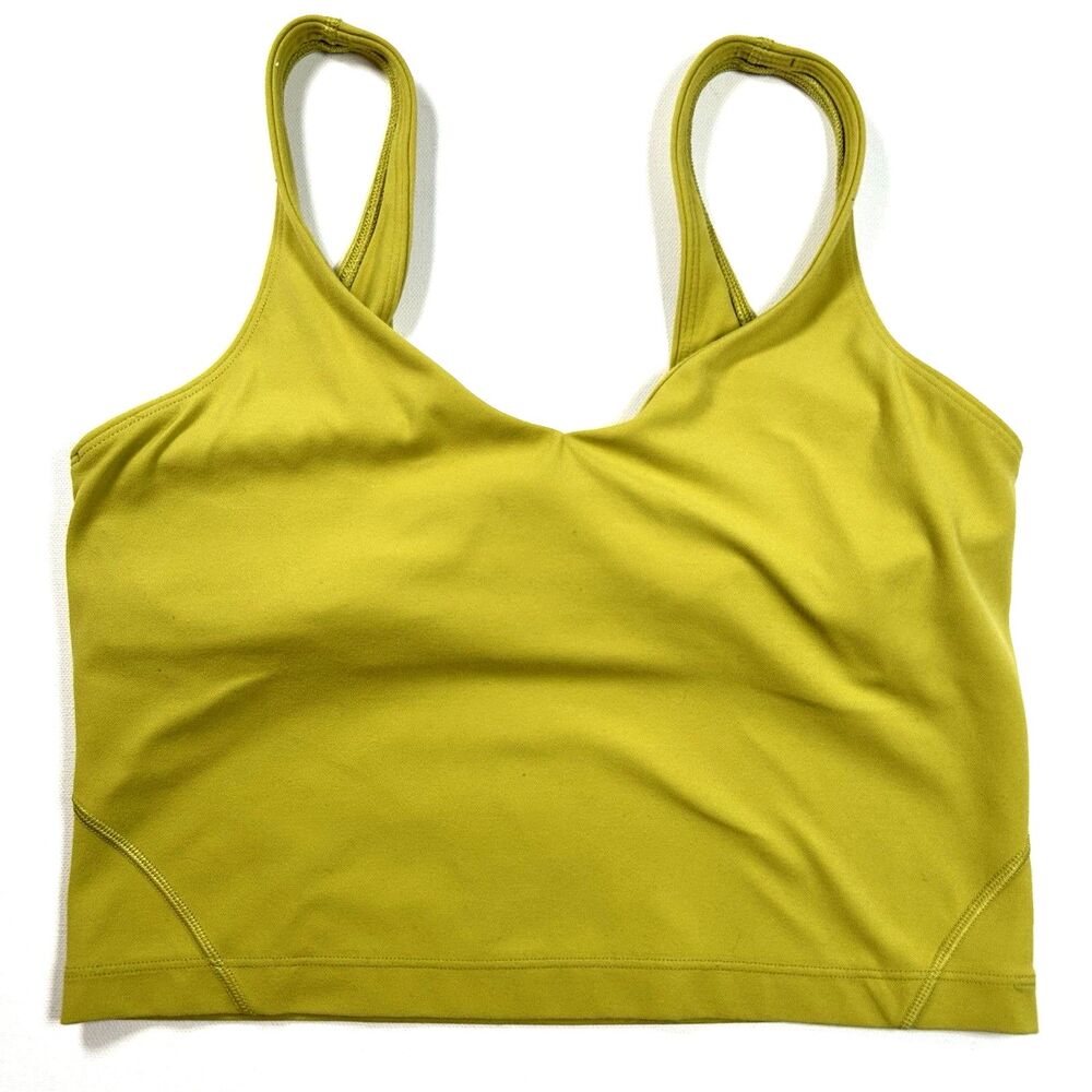 Lululemon Align Tank Top Yellow-Green Cropped Built In Bra Gym Yoga Size 6